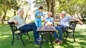 seniors in assisted living community