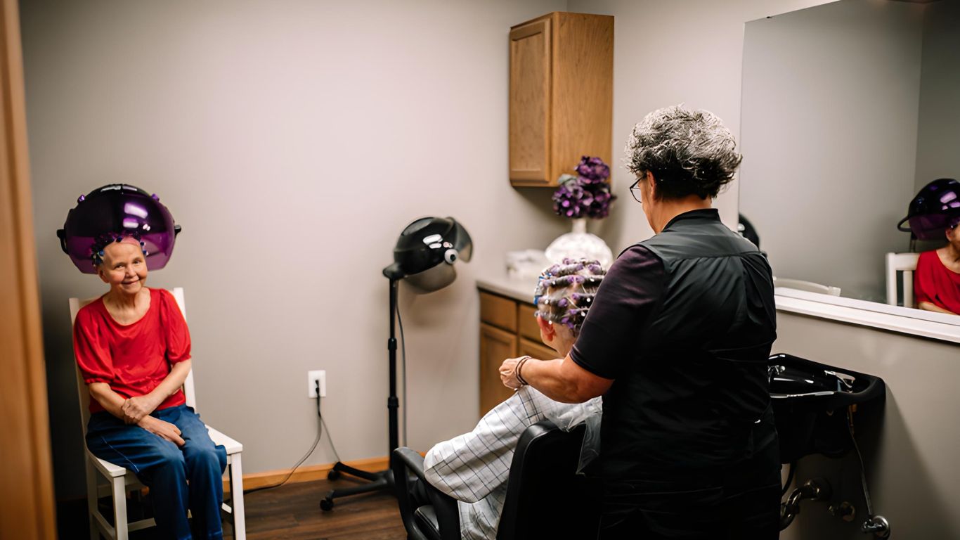 Residents receive pampering services at Serenity Villa.